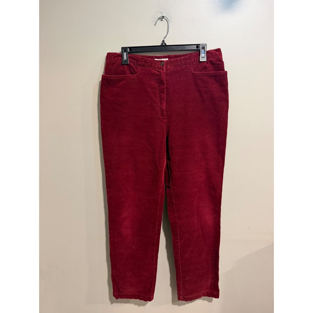 Jones Sport Burgundy Red Corduroy Stretch Straight Leg Pants Womens 12 High Rise